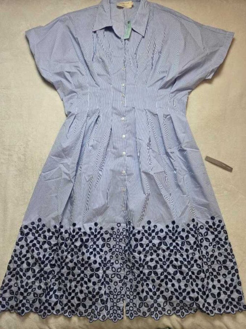 New Plus 2X Anthropologie x Exquise Tobie eyelet shirtdress in blue shirt dress